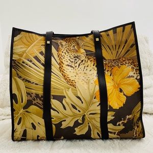 SALVATORE FERRAGAMO Animal Print Jungle Tote Handbag Purse